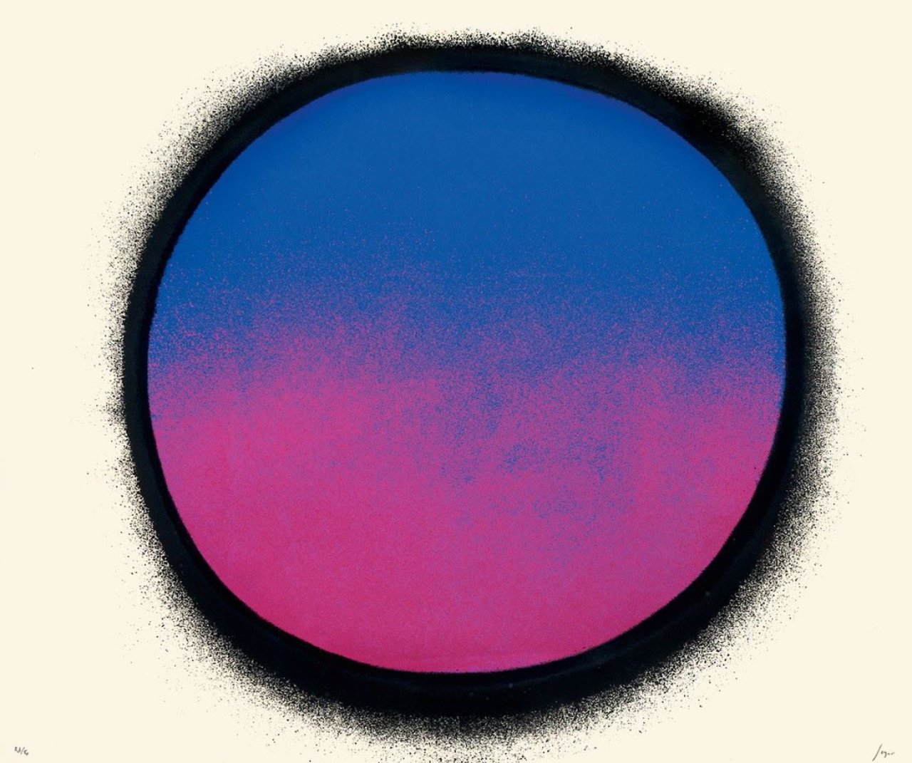 Auf diesem Bild ist das folgende Kunstwerk zu sehen: Rupprecht Geiger. „violett-blau-schwarz“. 1965.