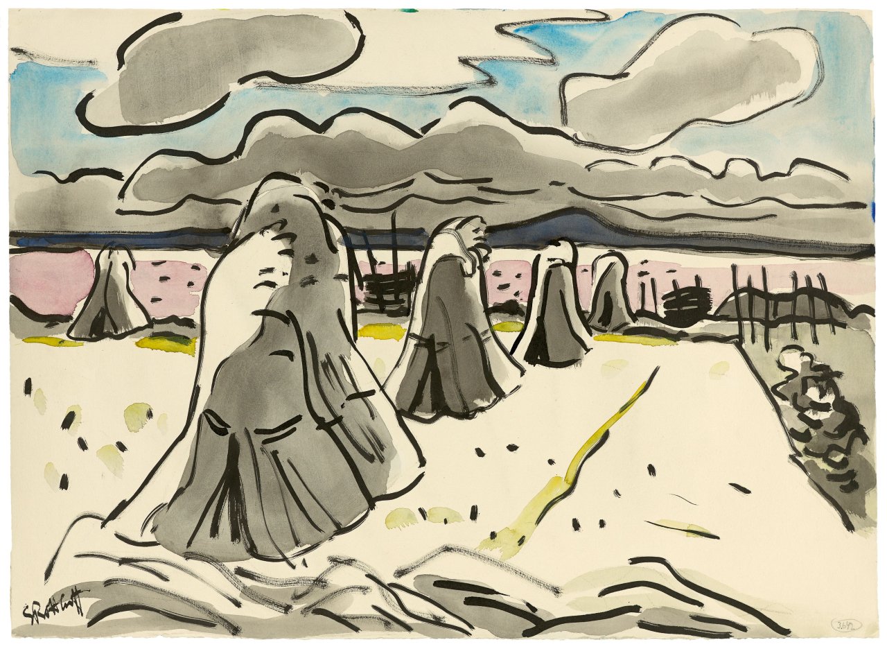 Auf diesem Bild ist das folgende Kunstwerk zu sehen: Karl Schmidt-Rottluff. „Kornpuppen am Haff“. 1936.