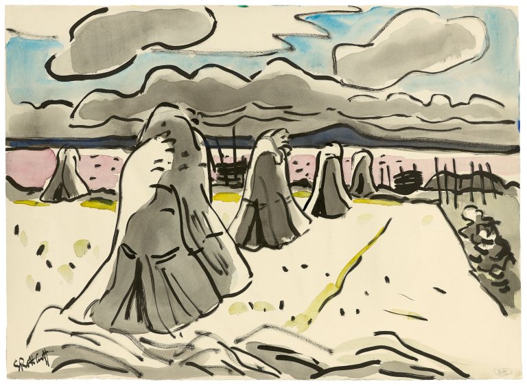 Auf diesem Bild ist das folgende Kunstwerk zu sehen: Karl Schmidt-Rottluff. „Kornpuppen am Haff“. 1936.