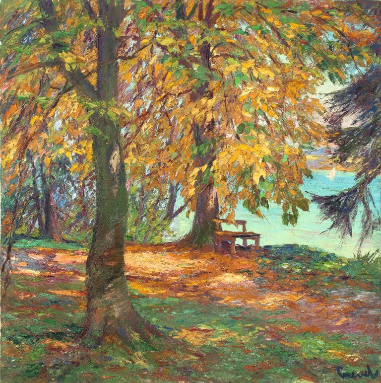 Auf diesem Bild ist das folgende Kunstwerk zu sehen: Edward Cucuel. „Herbstlandschaft“.
