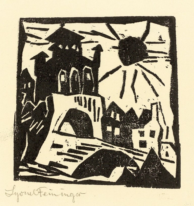 Auf diesem Bild ist das folgende Kunstwerk zu sehen: Lyonel Feininger. „Das Tor, Ribnitz“. 1918.