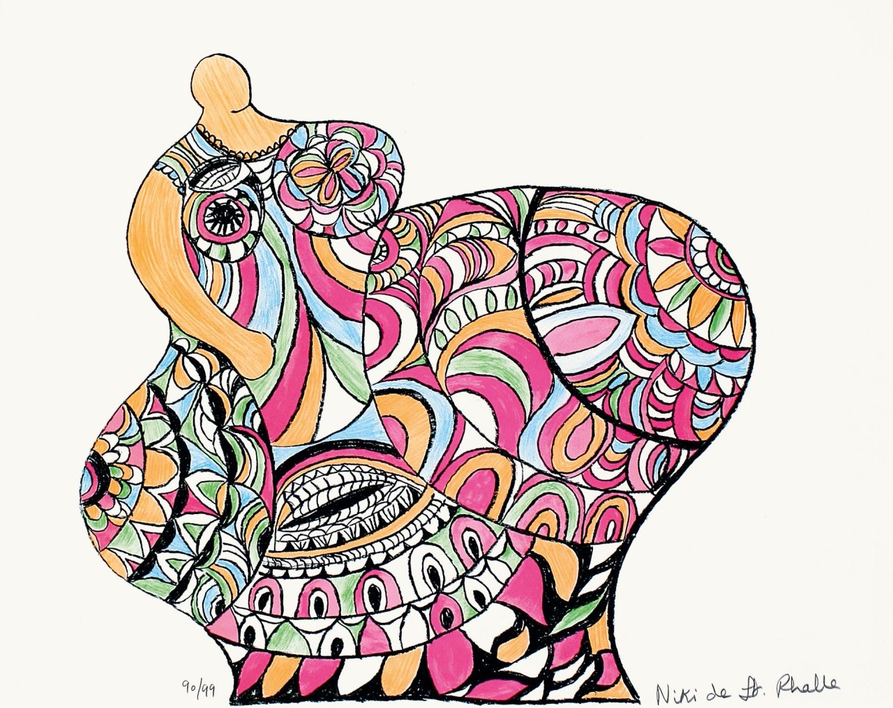 Auf diesem Bild ist das folgende Kunstwerk zu sehen: Niki de Saint Phalle. „Nana - pomme de terre“. 1975.