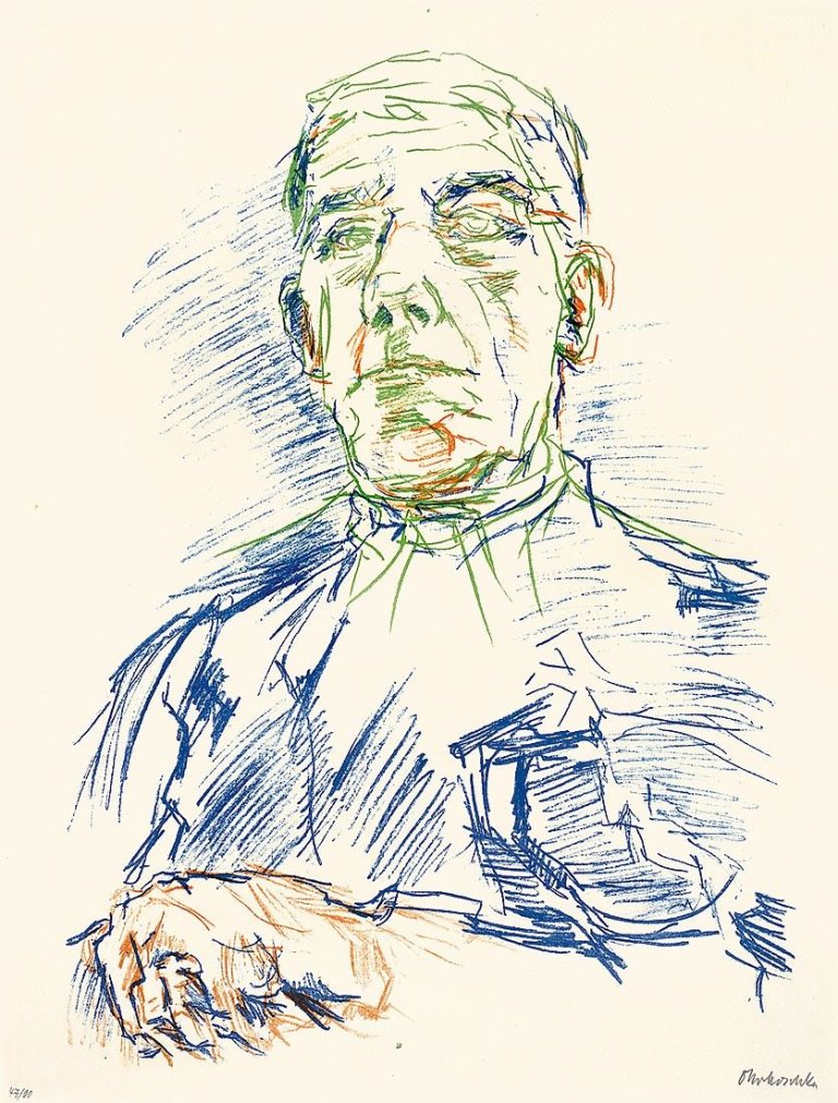 Auf diesem Bild ist das folgende Kunstwerk zu sehen: Oskar Kokoschka. „Selbstbildnis“. 1956.
