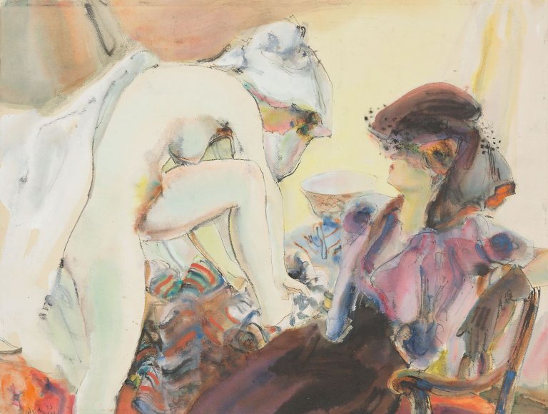 Auf diesem Bild ist das folgende Kunstwerk zu sehen: Conrad Westpfahl. Morgentoilette / Zwei Frauen. 1943.