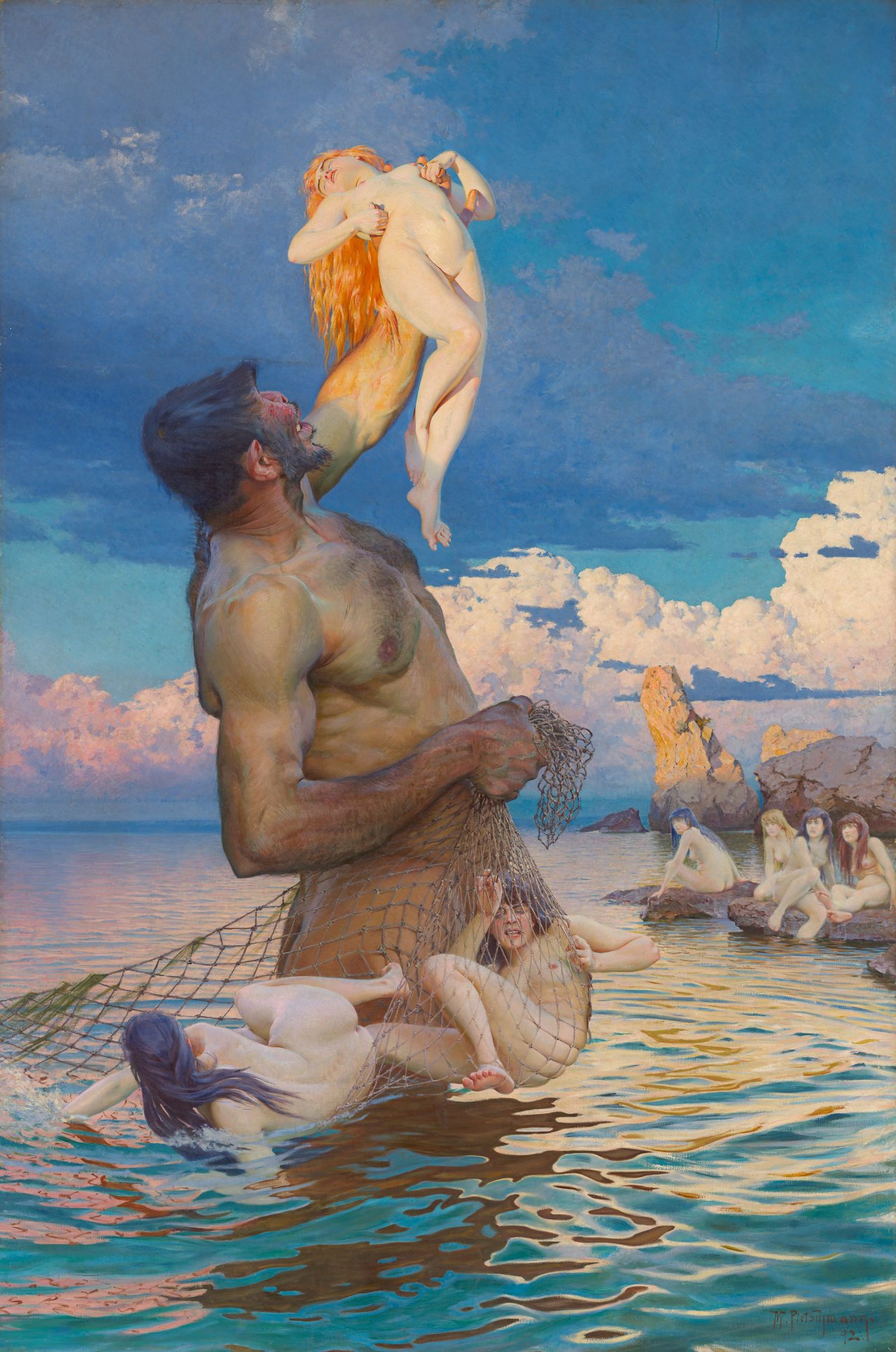 Auf diesem Bild ist das folgende Kunstwerk zu sehen: Max Pietschmann. Fischzug des Polyphem. 1892.