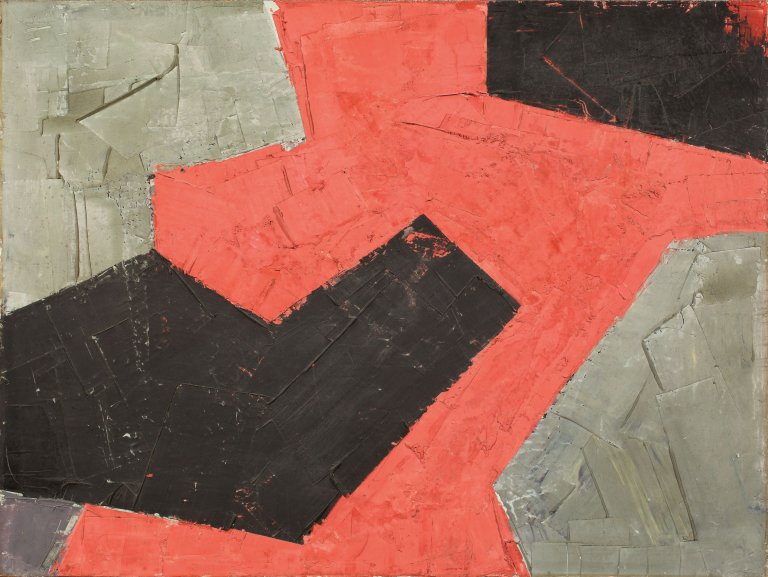 Auf diesem Bild ist das folgende Kunstwerk zu sehen: Adolf Luther. Ohne Titel (Farbfeldbild). 1958.