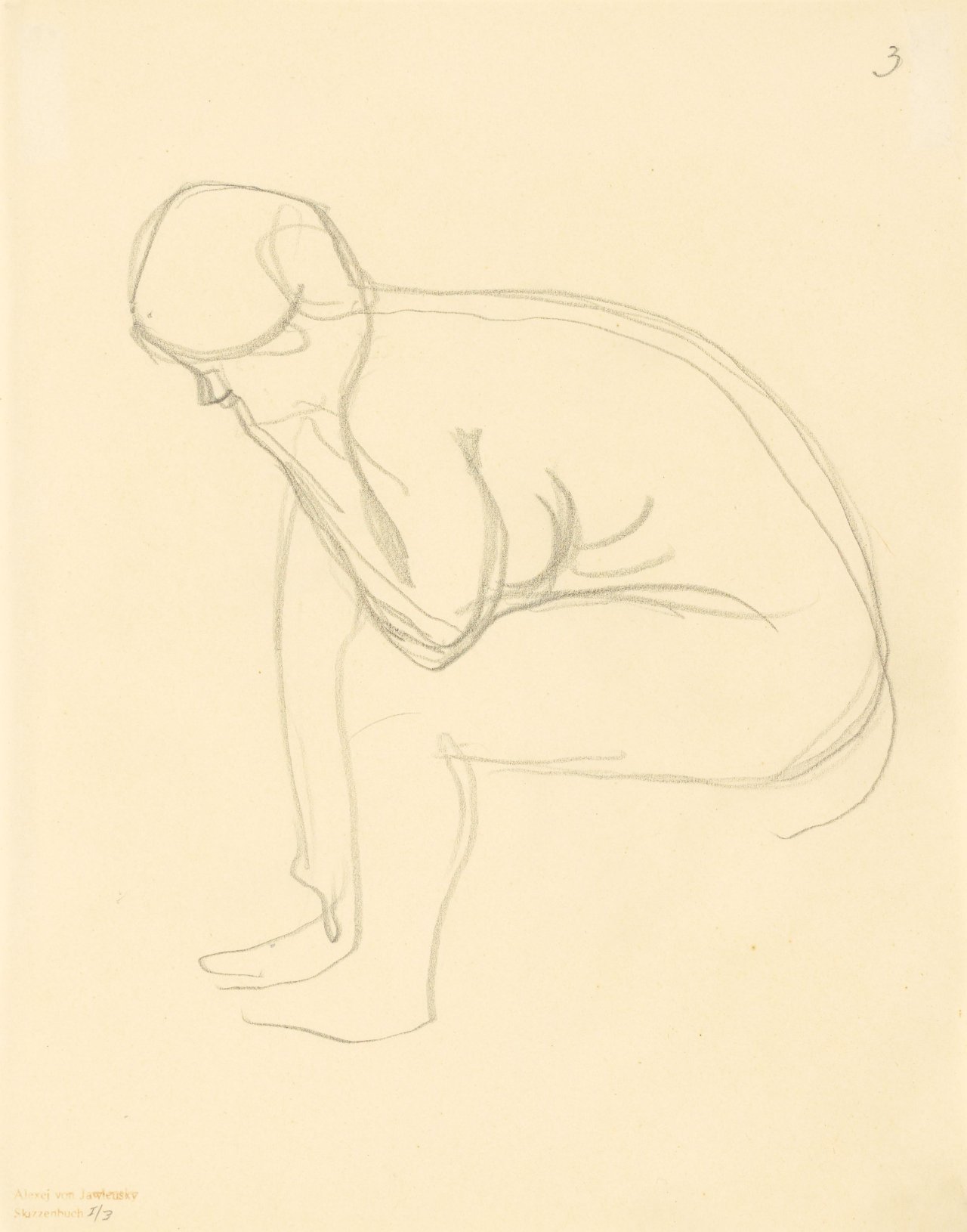 This picture shows the following artwork: Alexej von Jawlensky. ”Sitzender Akt im Profil, nach vorne gebeugt”. Circa 1910.