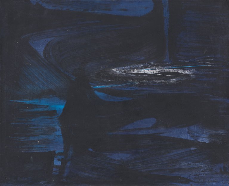 Auf diesem Bild ist das folgende Kunstwerk zu sehen: Karl Otto Götz. „Hommage à Jules Verne I“. 1960.