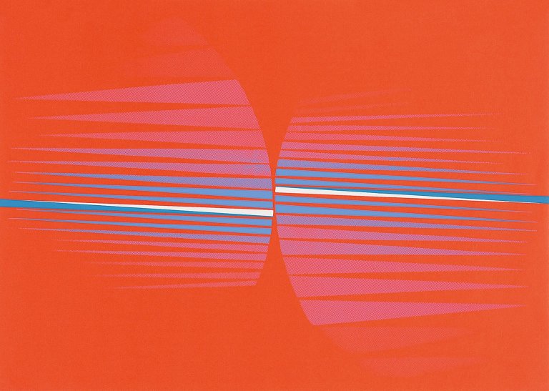 Auf diesem Bild ist das folgende Kunstwerk zu sehen: Lothar Quinte. Rot Blau Weiß. 1968.