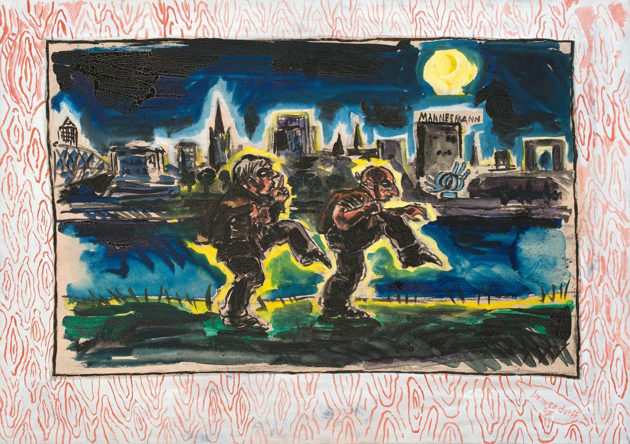 Auf diesem Bild ist das folgende Kunstwerk zu sehen: Jörg Immendorff. Ohne Titel (Mannesmann). 1997.
