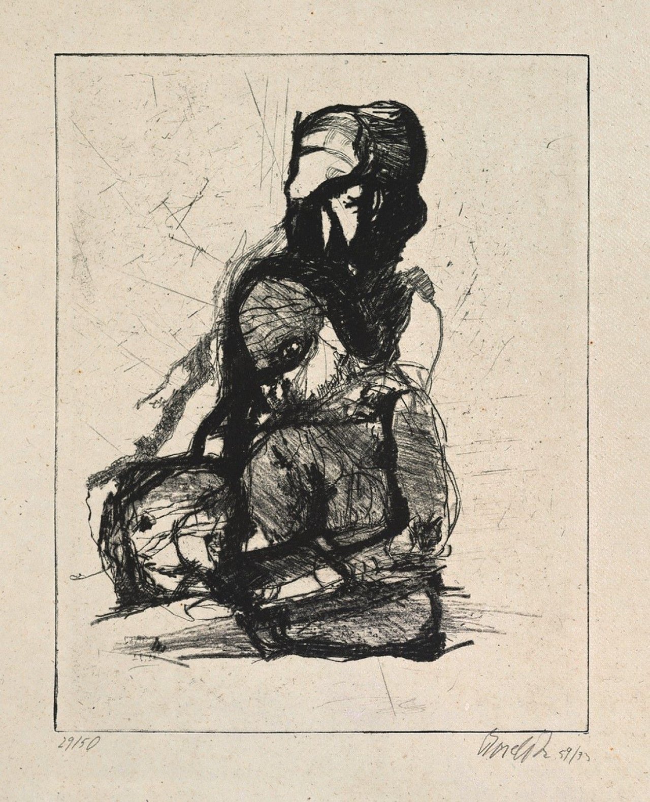 This picture shows the following artwork: Georg Baselitz. „8 Radierungen nach Zeichnungen von 1959“. 1973.