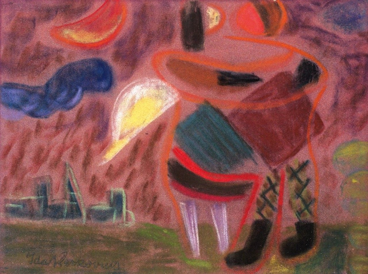 Auf diesem Bild ist das folgende Kunstwerk zu sehen: Ida Kerkovius. „Liebespaar bei Mondschein“. 1946.