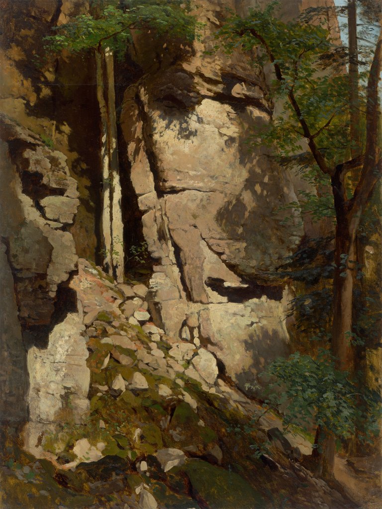 Auf diesem Bild ist das folgende Kunstwerk zu sehen: Eugen Bracht. „Vordergrundstudie mit Licht- und Schattenspiel“. Vor 1877.