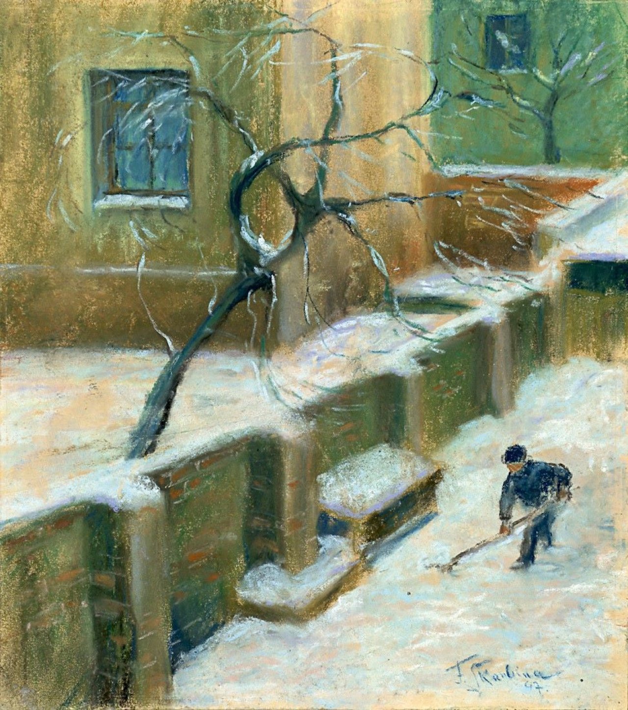 This picture shows the following artwork: Franz Skarbina. Hinterhof im Schnee. 1897.