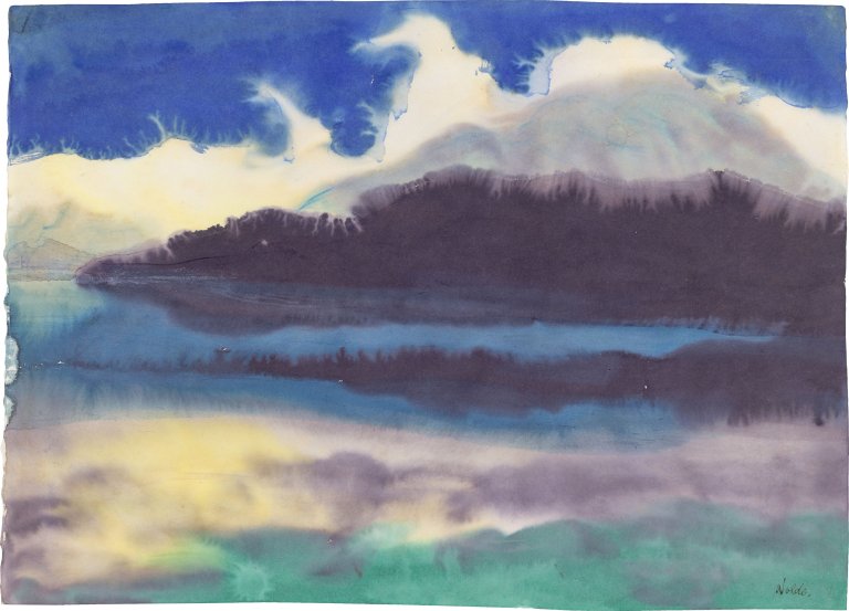Auf diesem Bild ist das folgende Kunstwerk zu sehen: Emil Nolde. „Bergsee“ (Schweiz).