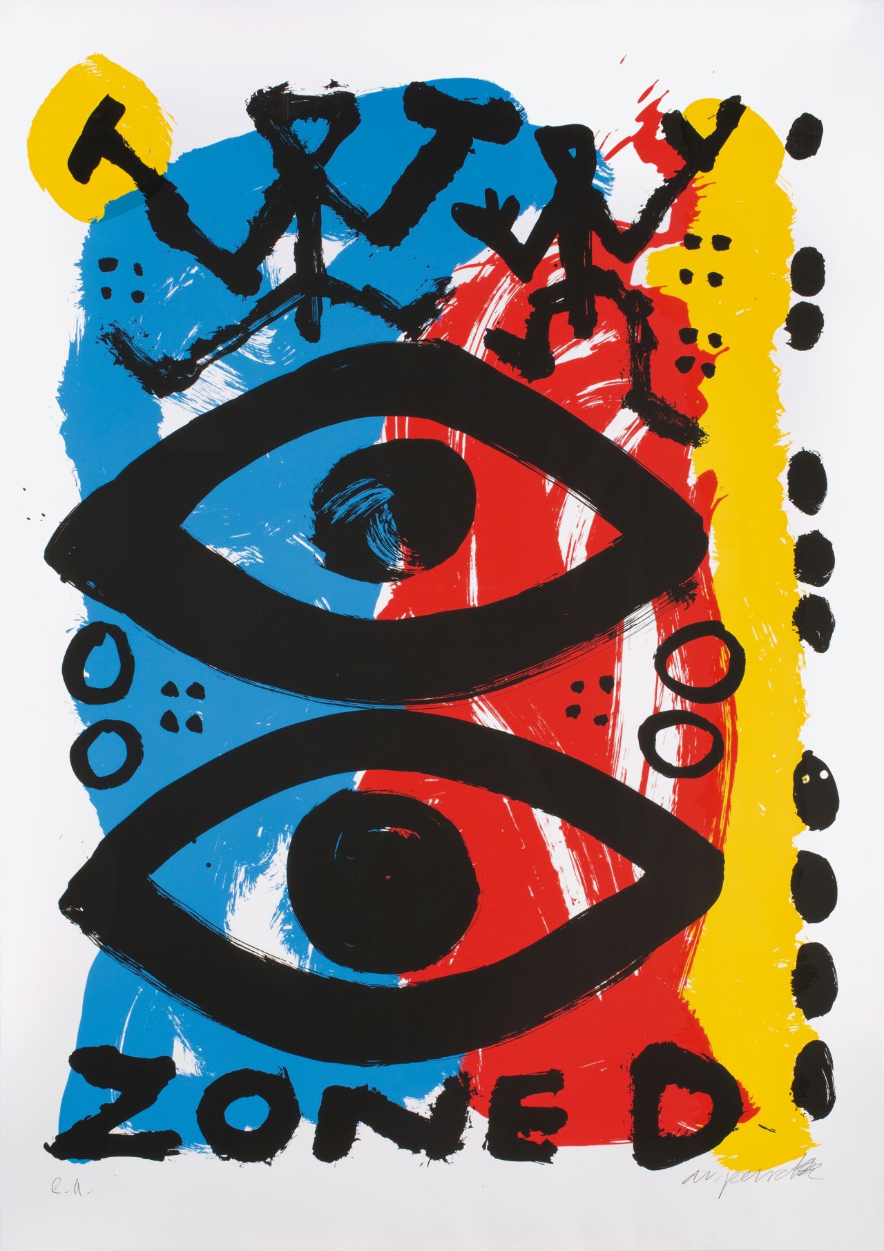 This picture shows the following artwork: A.R. Penck. Zone D (Augen). 1989.