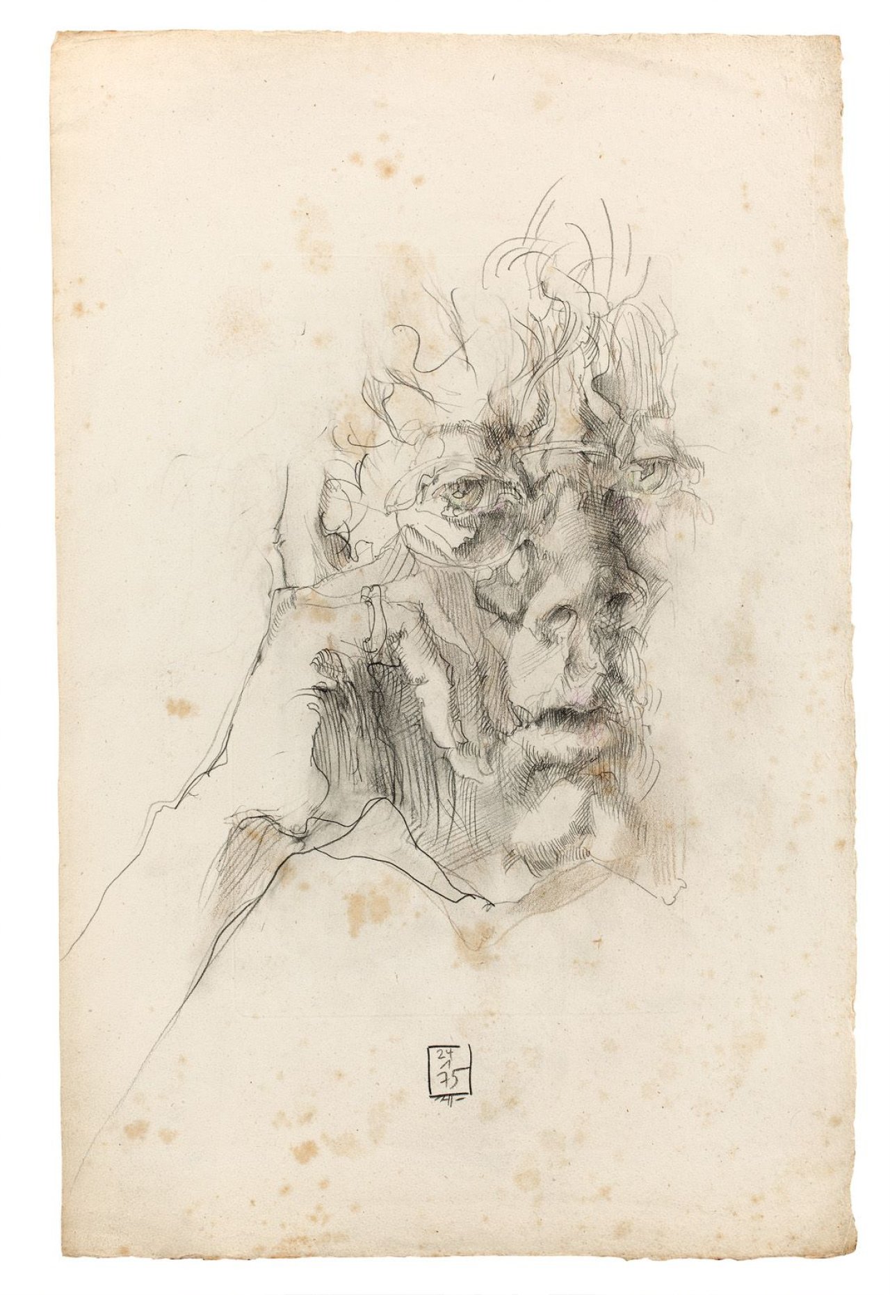 This picture shows the following artwork: Horst Janssen. Self-portrait. 1975.