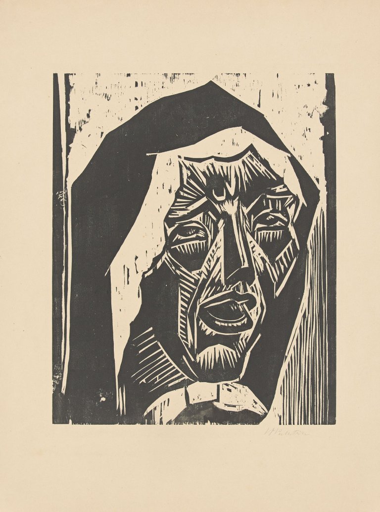 Auf diesem Bild ist das folgende Kunstwerk zu sehen: Max Pechstein. „Alte Frau“. 1923.