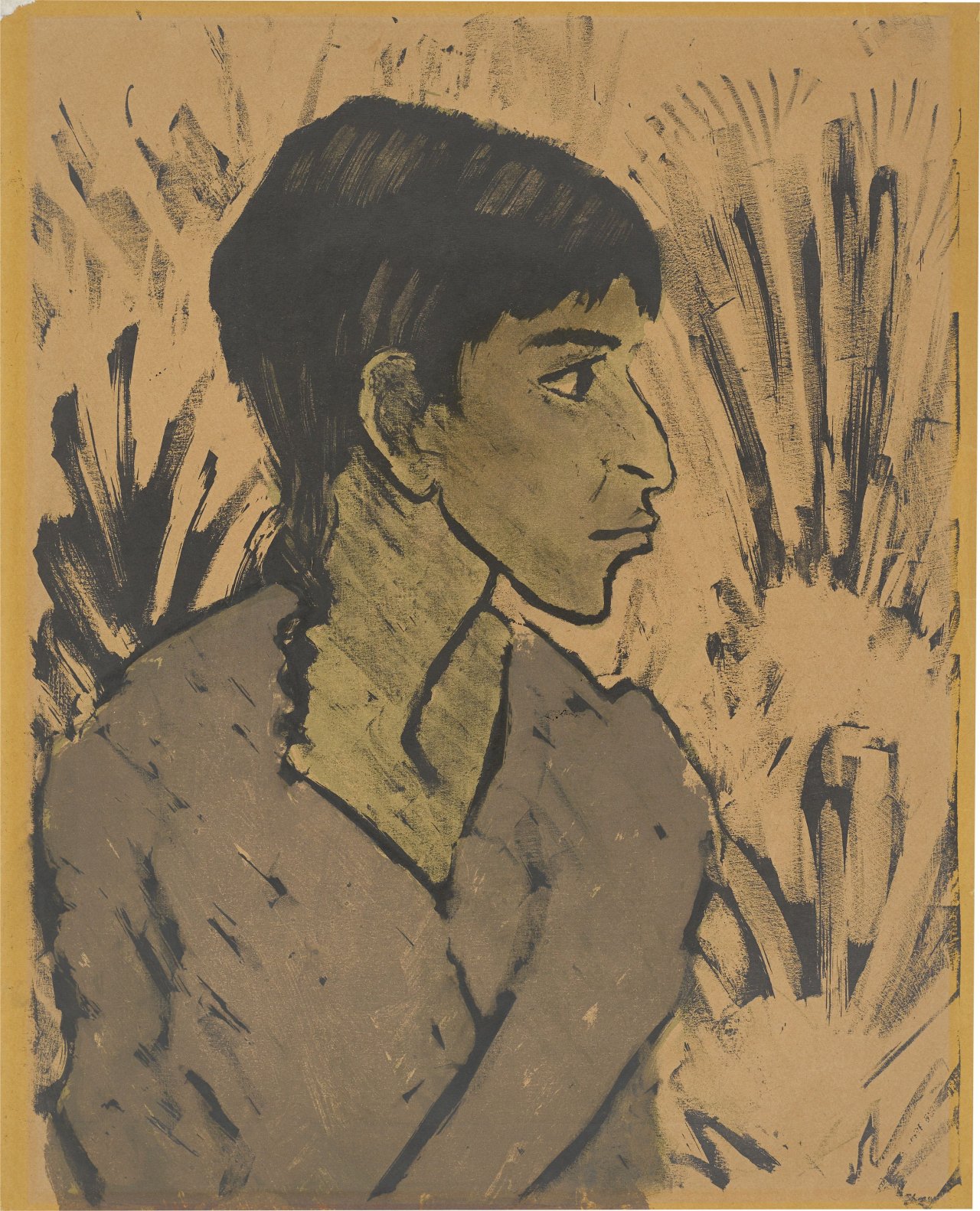 Auf diesem Bild ist das folgende Kunstwerk zu sehen: Otto Mueller. „Zigeunerin im Profil“. 1926/27.