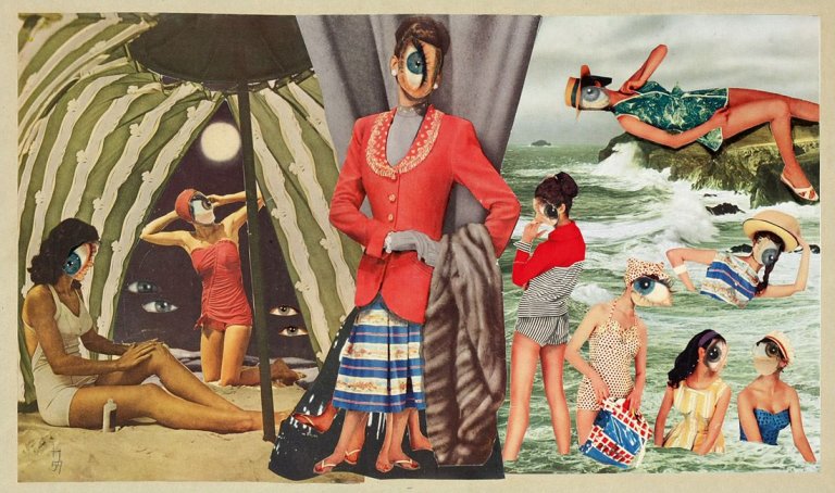 Auf diesem Bild ist das folgende Kunstwerk zu sehen: Herbert Behrens-Hangeler. „Modenschau am Strand“. 1957.