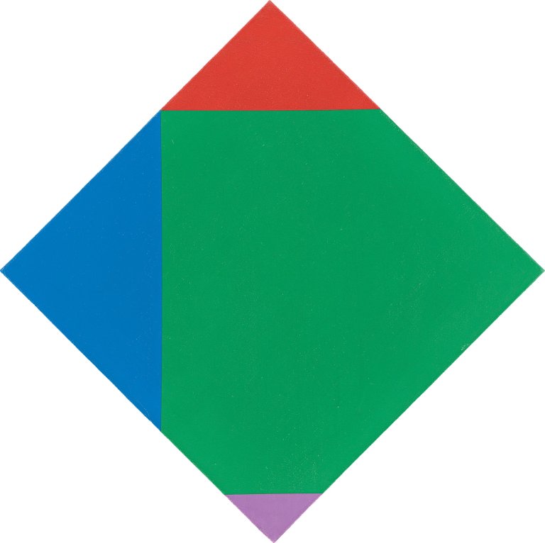 Auf diesem Bild ist das folgende Kunstwerk zu sehen: Max Bill. „grünes quadrat mit verwanderten ecken“. 1982.