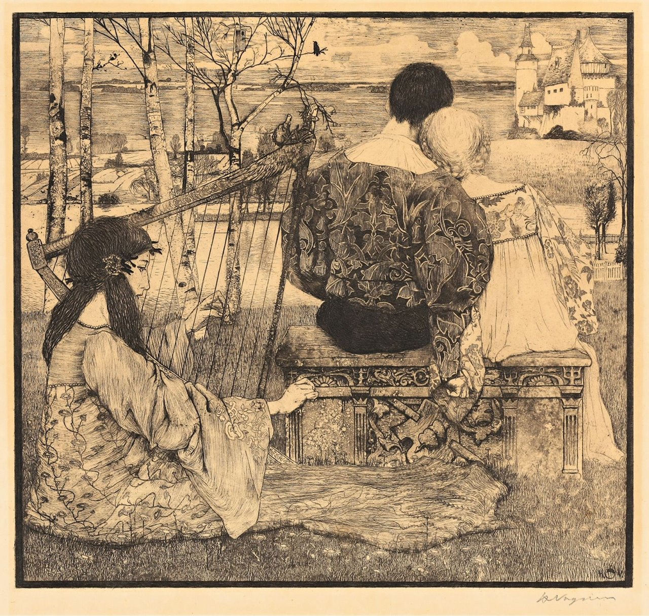 Auf diesem Bild ist das folgende Kunstwerk zu sehen: Heinrich Vogeler. „Liebe“. 1896.