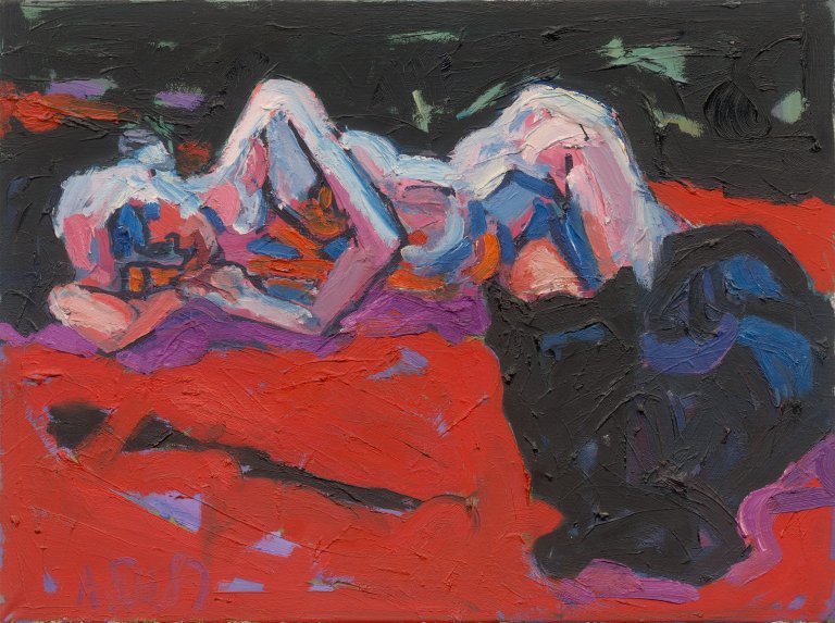 Auf diesem Bild ist das folgende Kunstwerk zu sehen: Annette Schröter. Liegendes Mädchen. 1989.