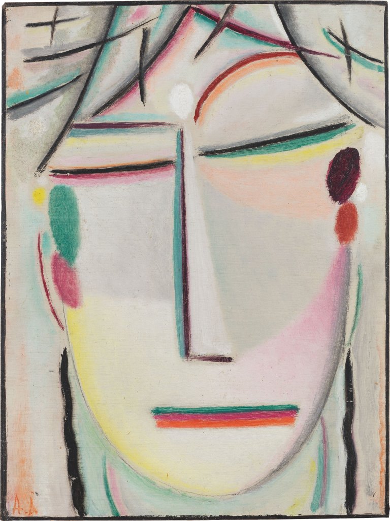Auf diesem Bild ist das folgende Kunstwerk zu sehen: Alexej von Jawlensky. „Heilandsgesicht: Dem Tempelhüter“. 1921.