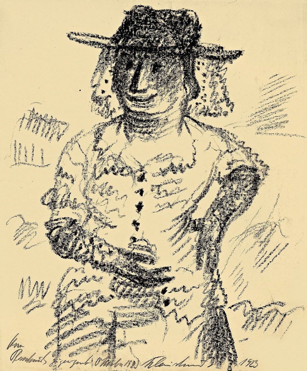 Auf diesem Bild ist das folgende Kunstwerk zu sehen: Paul Kleinschmidt. Frauenbildnis / „Kaffeehausdirne“. 1923.