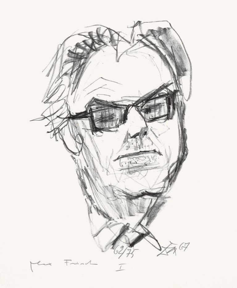 Auf diesem Bild ist das folgende Kunstwerk zu sehen: Otto Dix. „Bildnis Max Frisch I“. 1967.