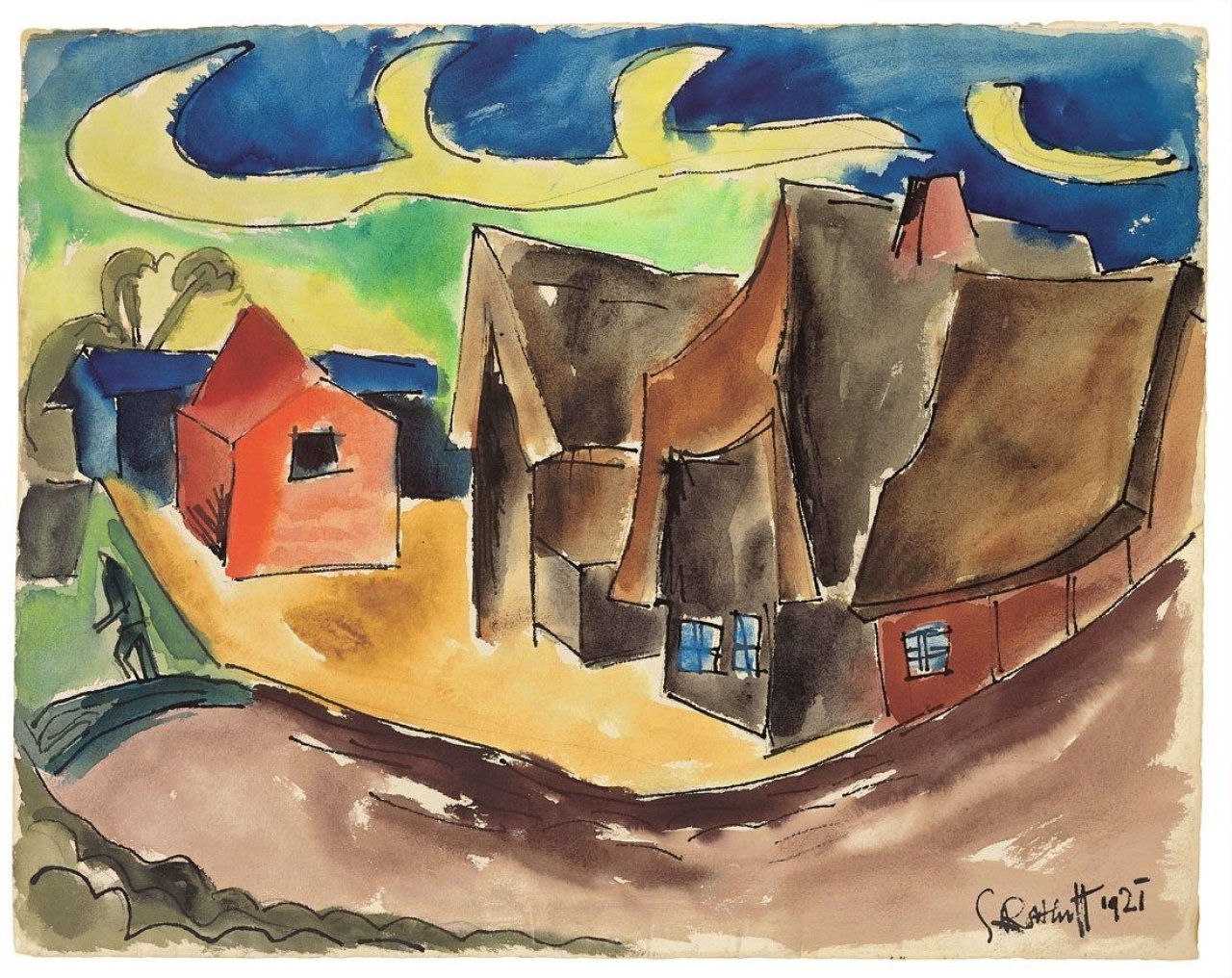 Auf diesem Bild ist das folgende Kunstwerk zu sehen: Karl Schmidt-Rottluff. Jershöft (Pommern). 1921.