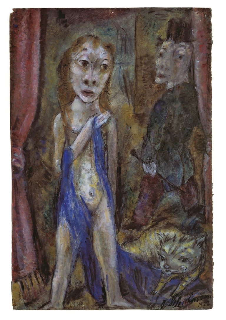 Auf diesem Bild ist das folgende Kunstwerk zu sehen: Otto Gleichmann. „Lasziver Akt“ (Mädchen mit blauem Schleier). 1922.
