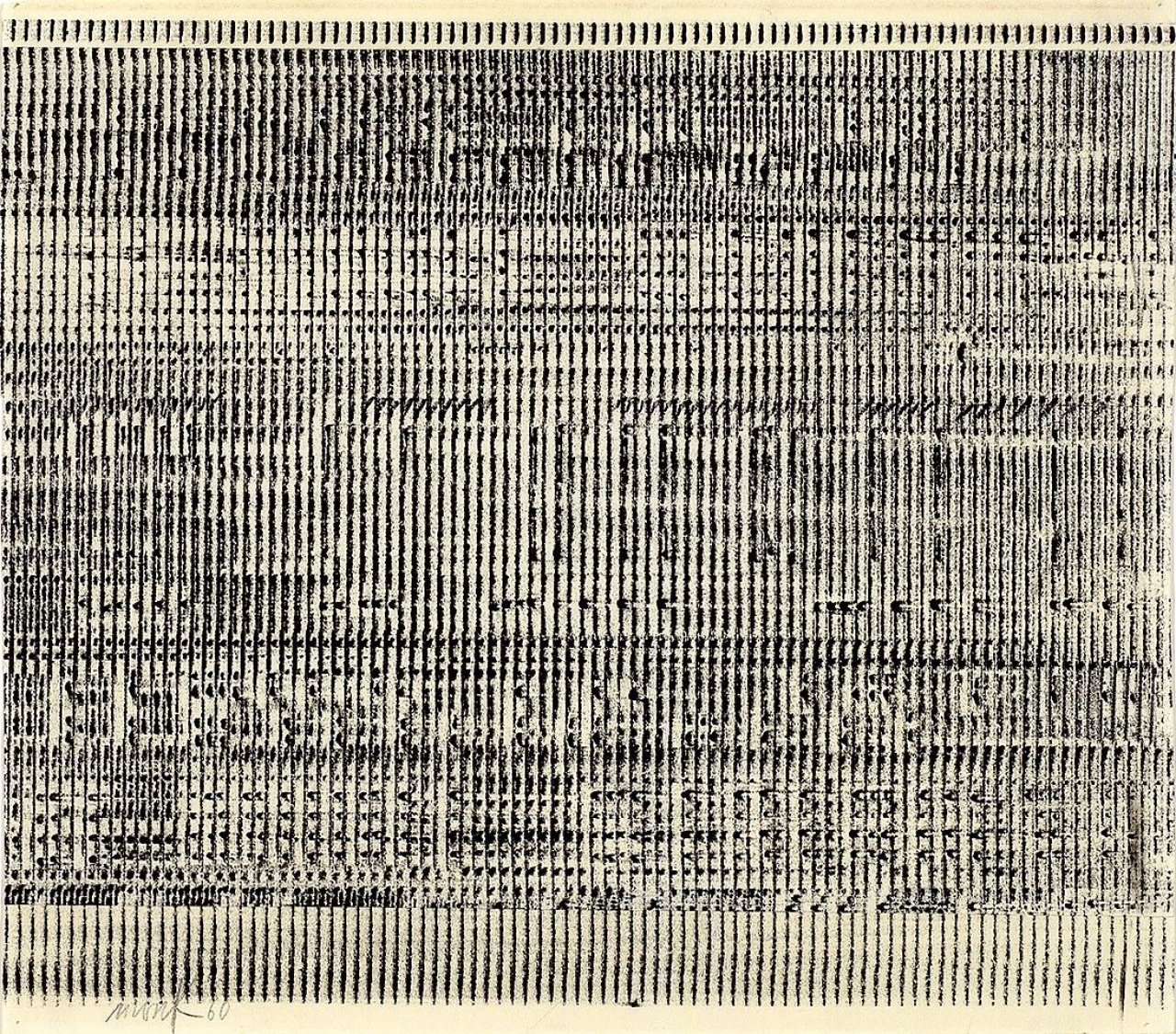 Auf diesem Bild ist das folgende Kunstwerk zu sehen: Heinz Mack. Ohne Titel. 1960.