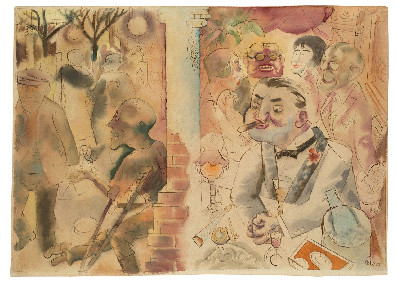 Auf diesem Bild ist das folgende Kunstwerk zu sehen: George Grosz. „Drinnen und Draußen“. 1925.