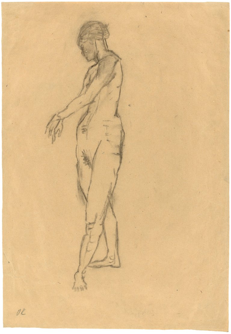 Auf diesem Bild ist das folgende Kunstwerk zu sehen: Oskar Kokoschka. „Weiblicher Akt in Tanzpose“. 1912.