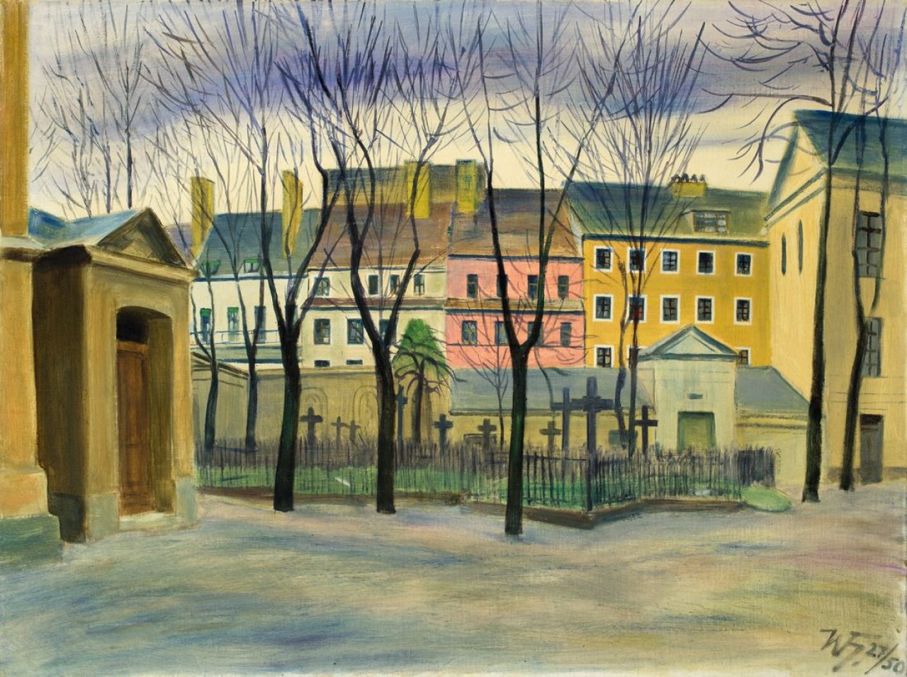 Auf diesem Bild ist das folgende Kunstwerk zu sehen: Werner Heldt. „Friedhof an der Parochialkirche“. 1927/50.