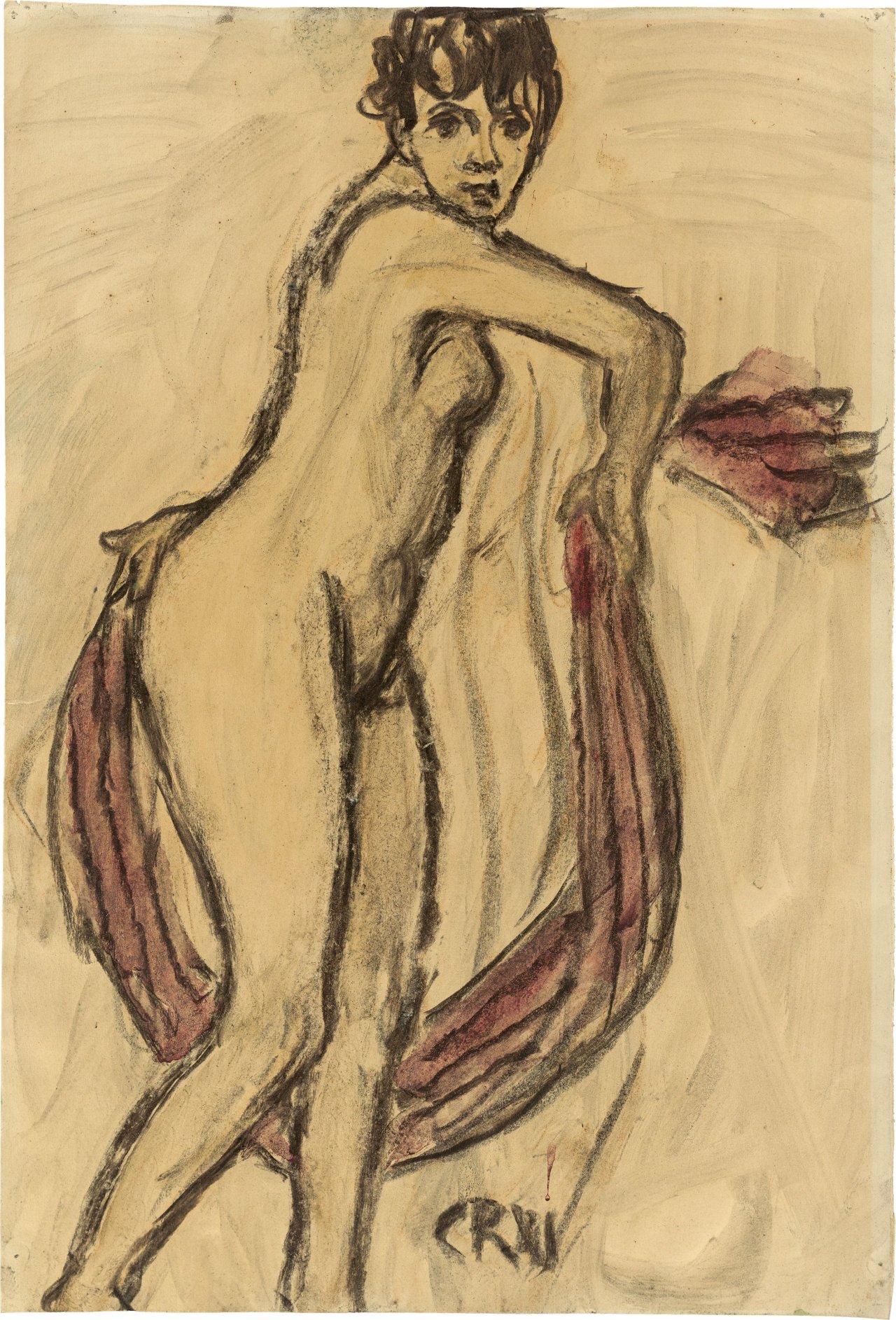 Auf diesem Bild ist das folgende Kunstwerk zu sehen: Christian Rohlfs. Schreitender weiblicher Akt. 1911.