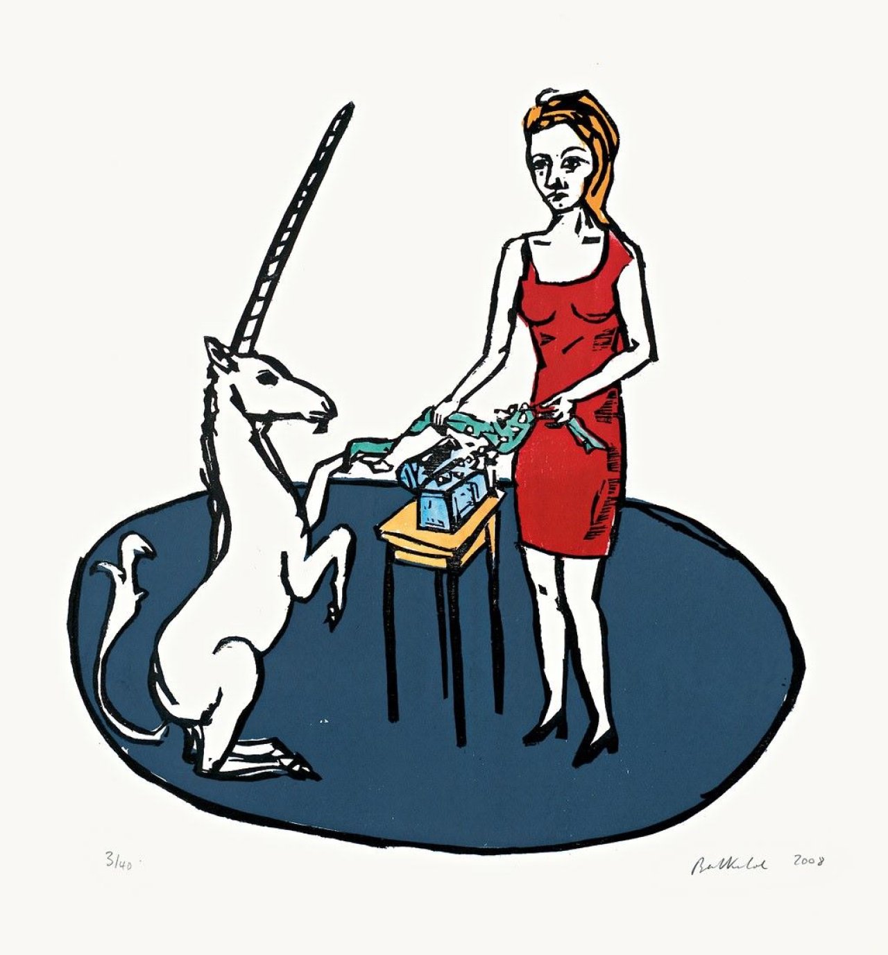Auf diesem Bild ist das folgende Kunstwerk zu sehen: Stephan Balkenhol. „The Lady and the Unicorn“. 2008.