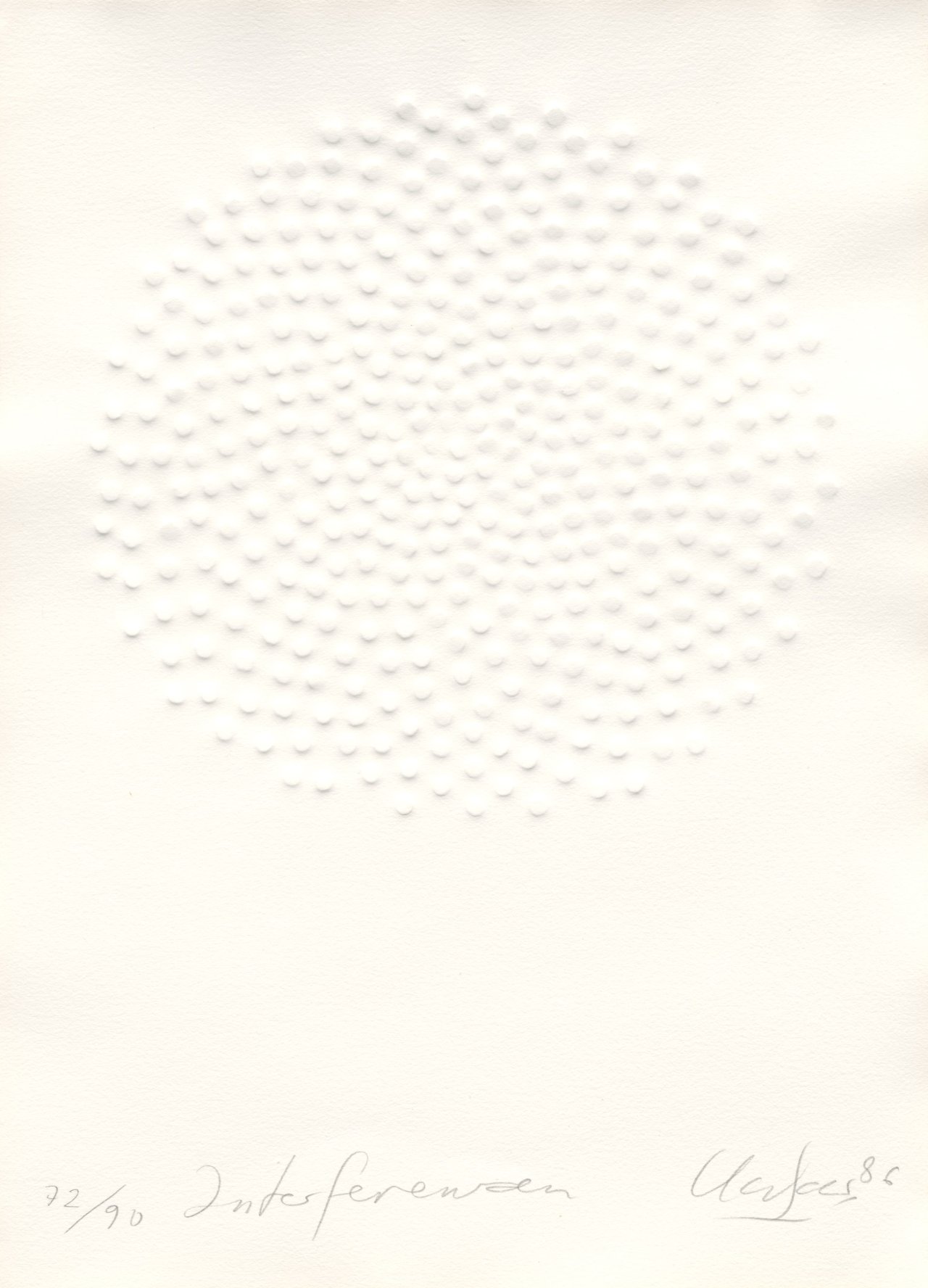 Auf diesem Bild ist das folgende Kunstwerk zu sehen: Günther Uecker. „Interferenzen“. 1986.