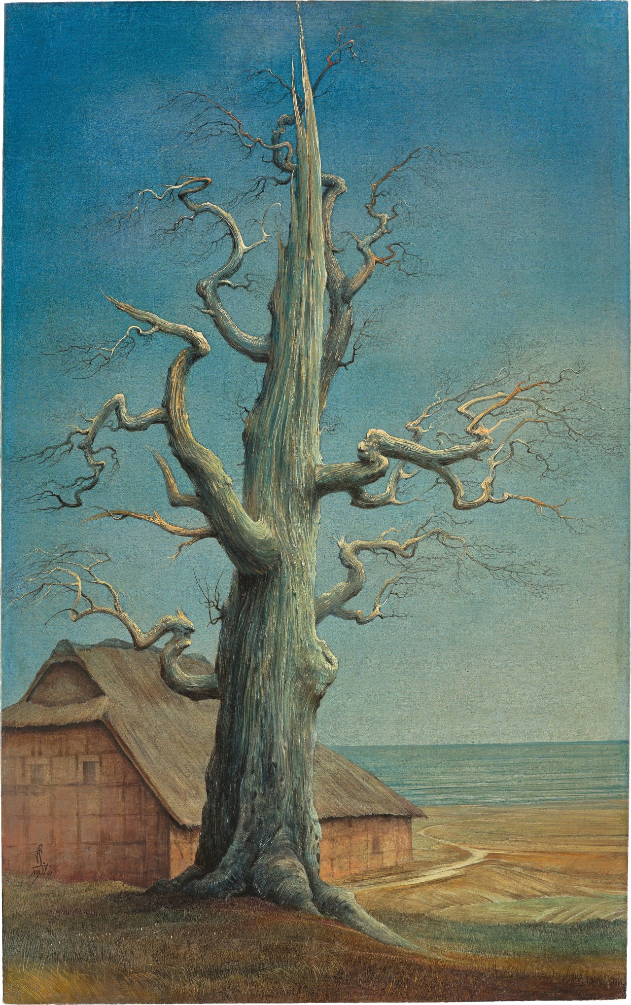 Auf diesem Bild ist das folgende Kunstwerk zu sehen: Franz Lenk. „Sterbende Eiche“. 1946.