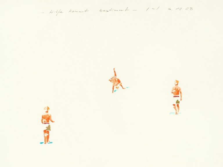 Auf diesem Bild ist das folgende Kunstwerk zu sehen: Norbert Bisky. „Hilfe kommt bestimmt“. 2003.