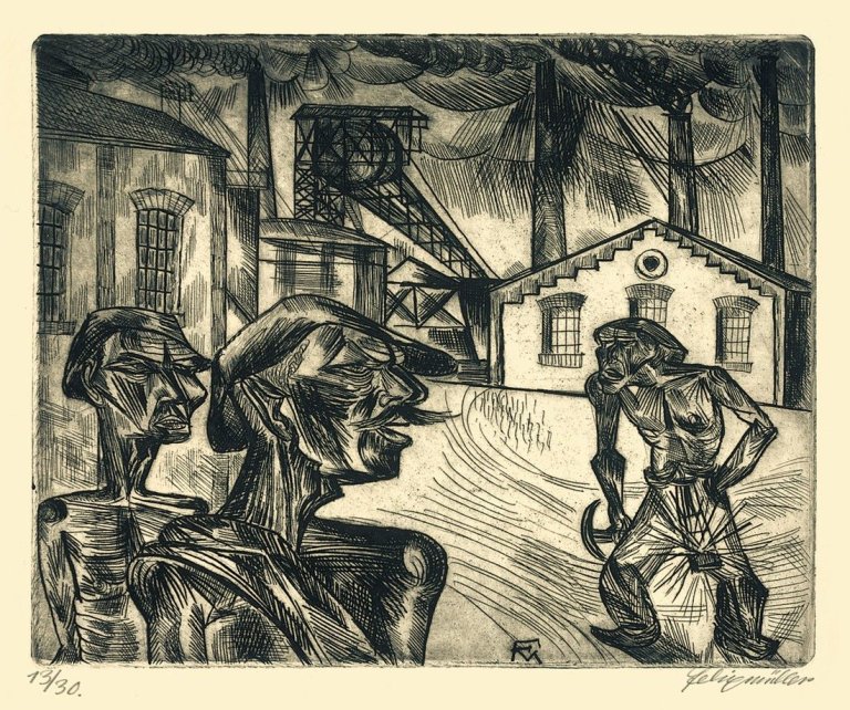 Auf diesem Bild ist das folgende Kunstwerk zu sehen: Conrad Felixmüller. „Kohlenbergarbeiter“. 1921.
