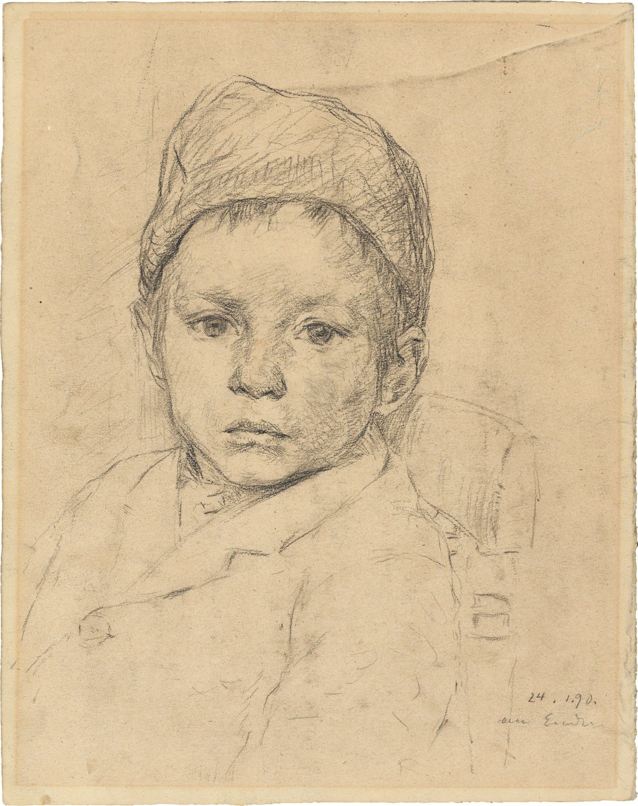 Auf diesem Bild ist das folgende Kunstwerk zu sehen: Hans am Ende. Knabenbildnis. 1890.