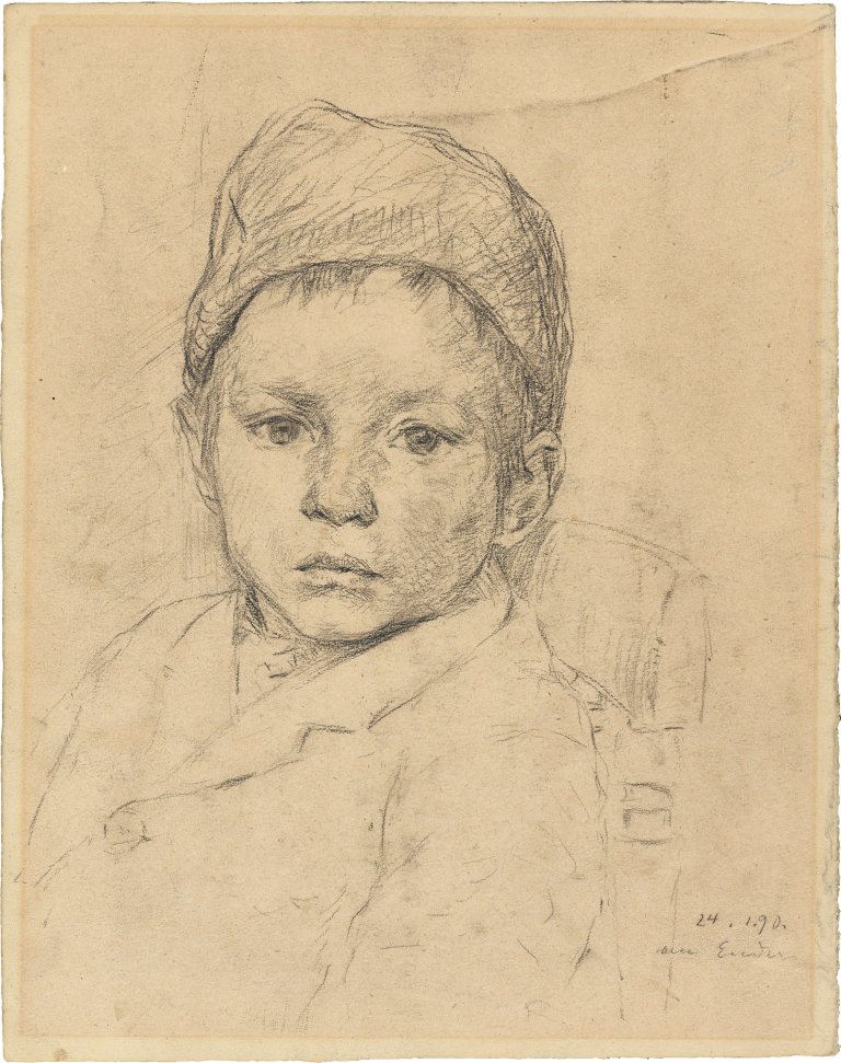 Auf diesem Bild ist das folgende Kunstwerk zu sehen: Hans am Ende. Knabenbildnis. 1890.
