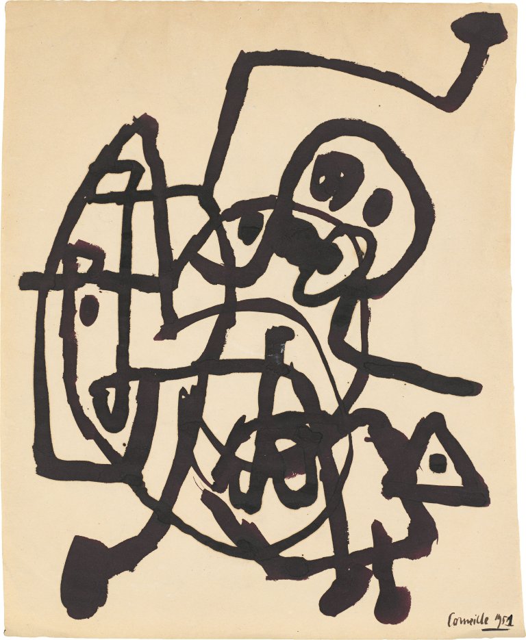 Auf diesem Bild ist das folgende Kunstwerk zu sehen:  Corneille (d.i. Cornelis Guillaume Beverloo). Ohne Titel . 1951.