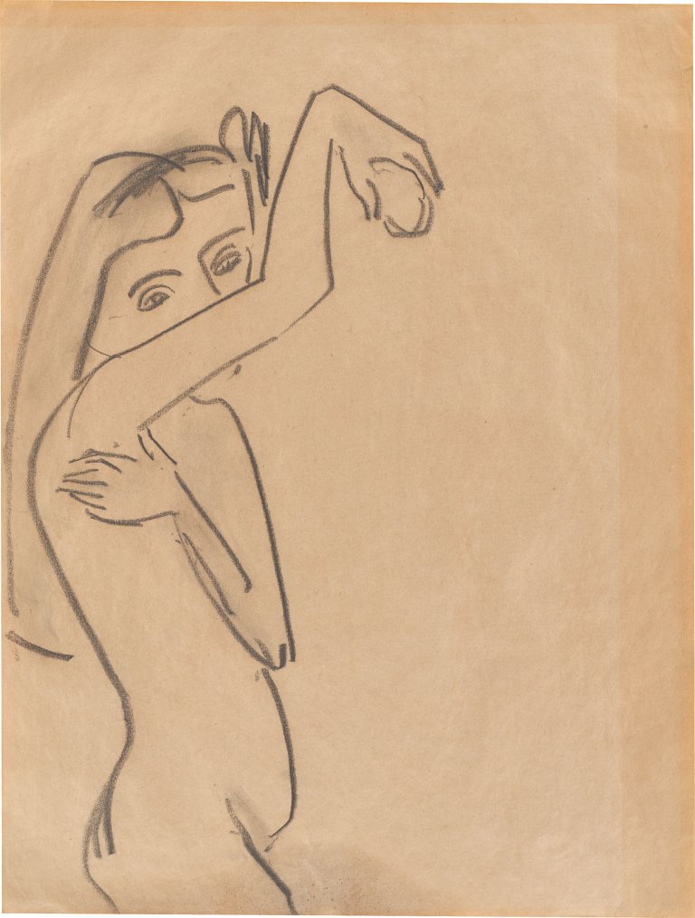 Auf diesem Bild ist das folgende Kunstwerk zu sehen: Ernst Ludwig Kirchner. „Fränzi, sich waschend“. 1909/10.