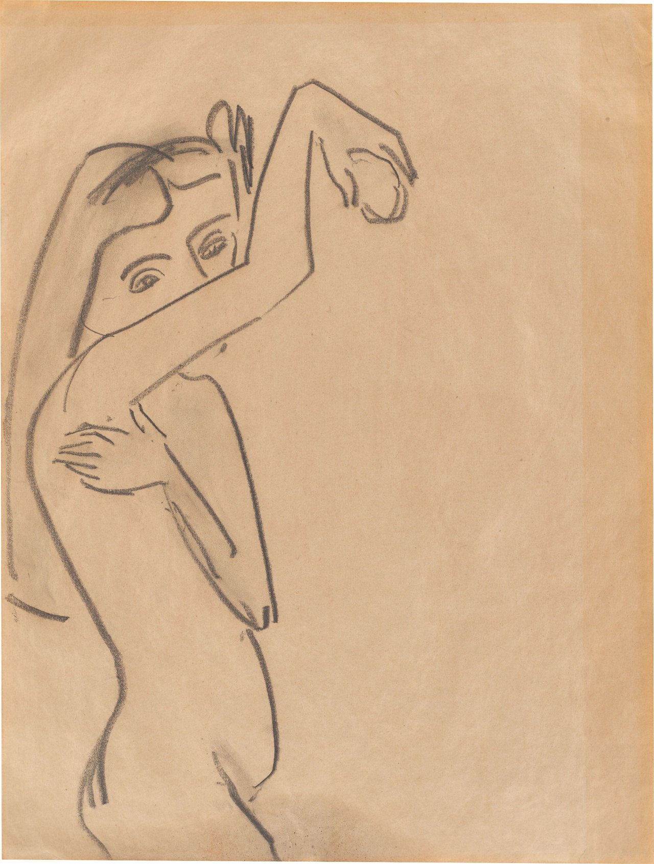 Auf diesem Bild ist das folgende Kunstwerk zu sehen: Ernst Ludwig Kirchner. „Fränzi, sich waschend“. 1909/10.