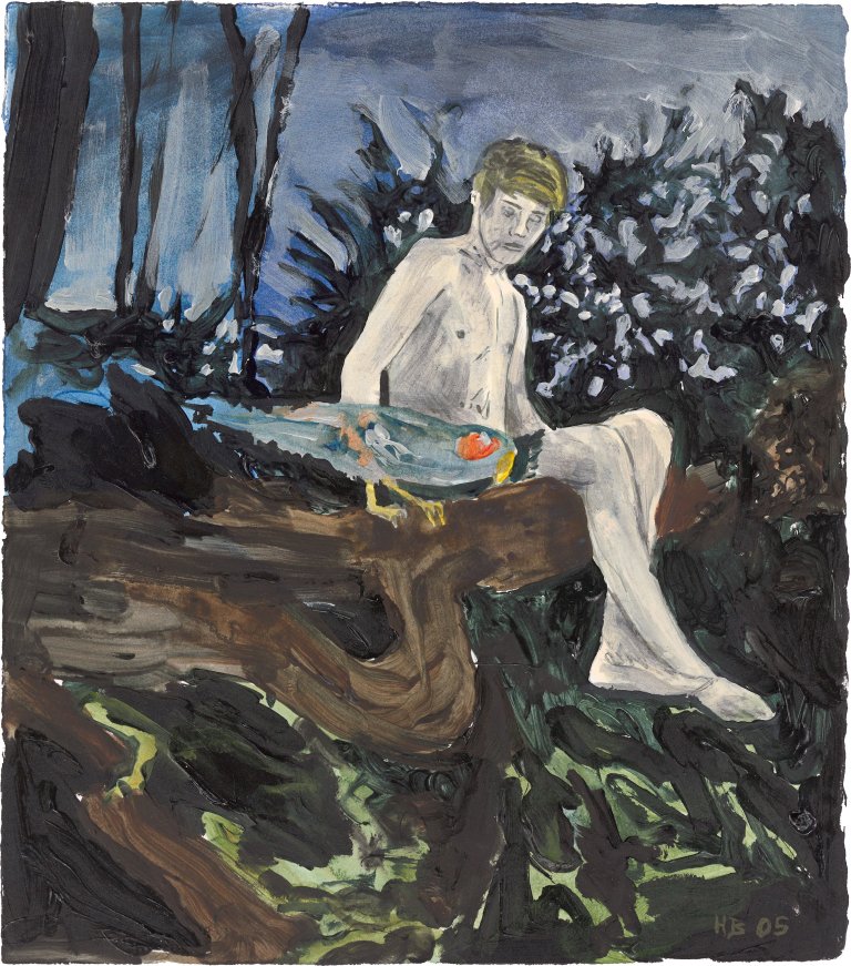 Auf diesem Bild ist das folgende Kunstwerk zu sehen: Hernan Bas. „Peace and Parrots (Luke Halpin)“. 2005.