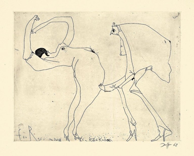 Auf diesem Bild ist das folgende Kunstwerk zu sehen: Horst Janssen. „Für Rosi“. 1968.