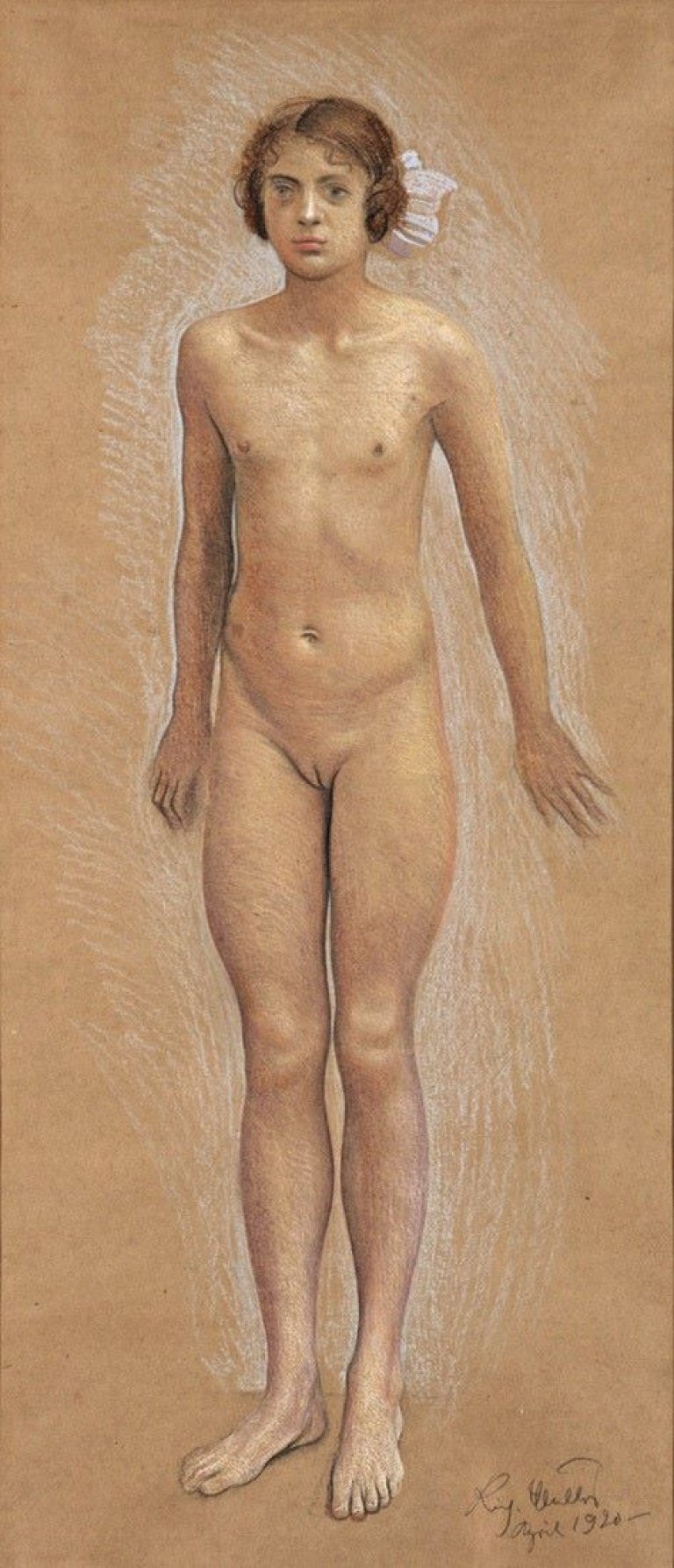 Auf diesem Bild ist das folgende Kunstwerk zu sehen: Richard Müller. Stehendes Mädchen. 1920.